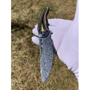 АВІАТОР ексклюзивний колекційний ніж ручної роботи студії KUSTOM KNIVES, Сталь - Дамаск Damasteel 61-62 HRC. Photo 3